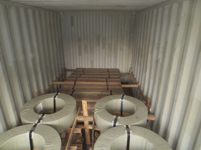 stainless steel coil loading with sheets, combined container 